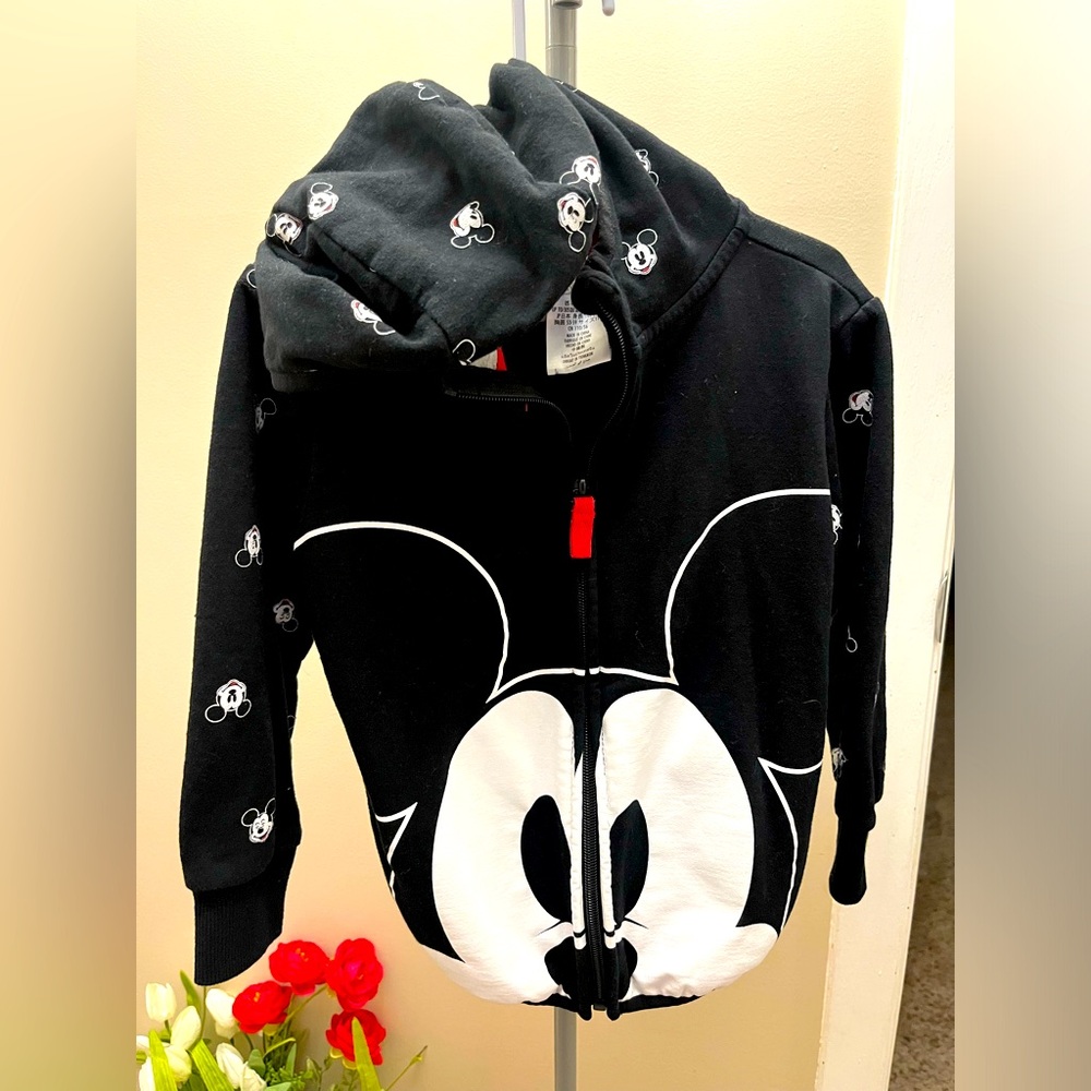 Disney Mickey Mouse Zip-up hooded black Sweatshirt Size 4